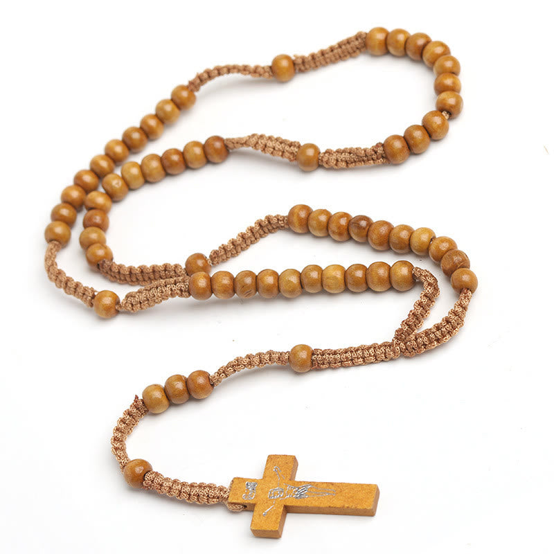 Christian Wooden Cross Prayer Rosary