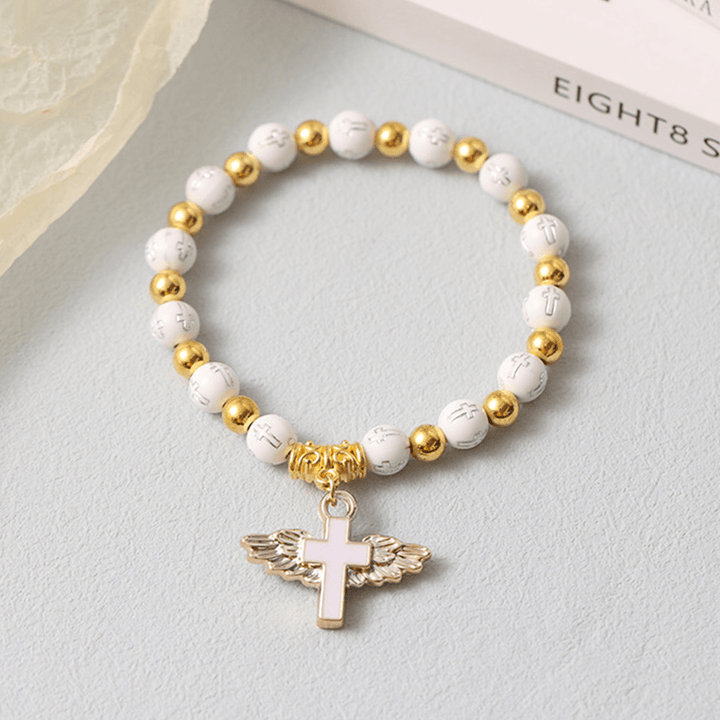 Christ Angel Wings Cross Charm Bracelet