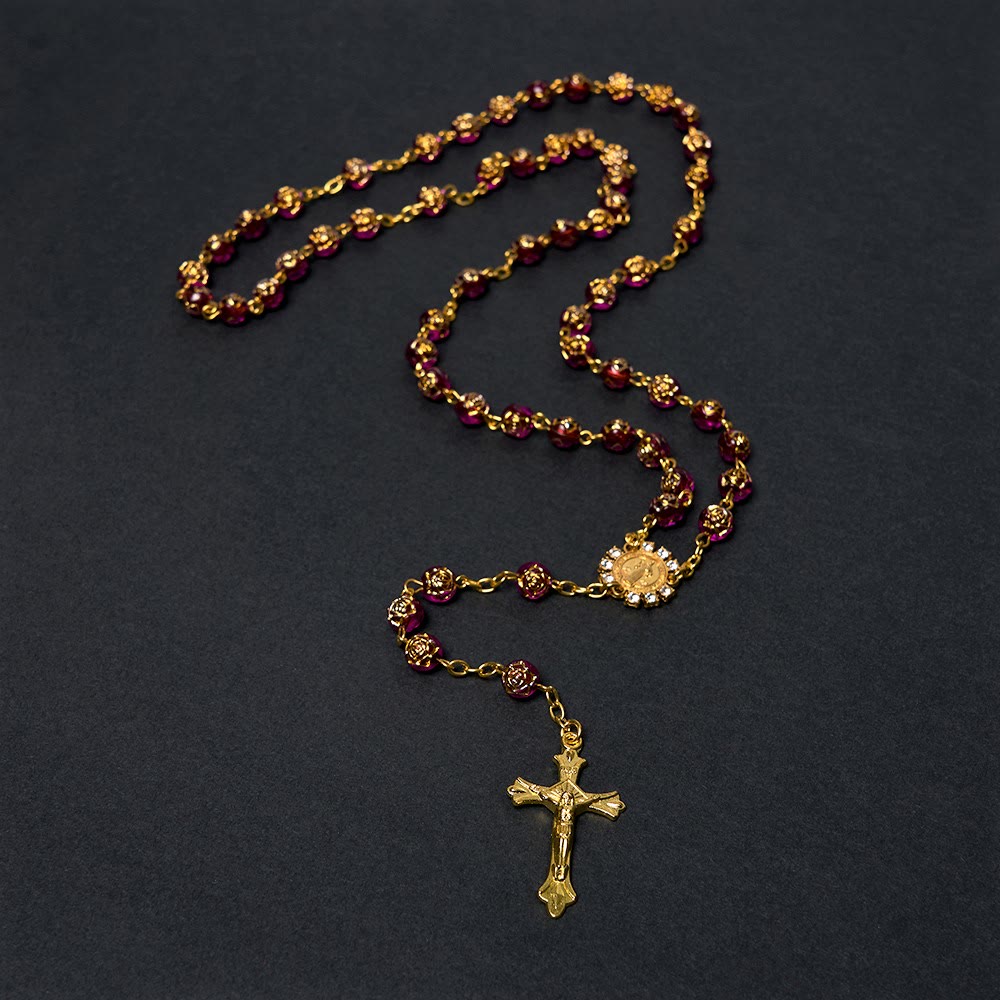 Christianartworkshop St. Benedict Medal & Crucifix of 8 mm Round Multicolor Acrylic Alloy Chain Rosary