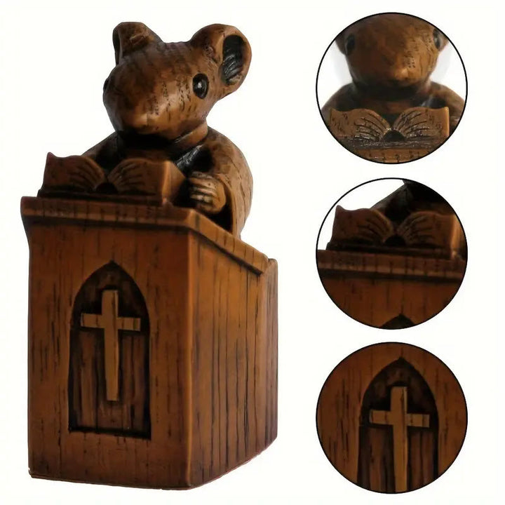 FREE Today: Christian Art Rustic Vintage Style Brown Resin Church Mice Stereoscopic Desktop Ornaments