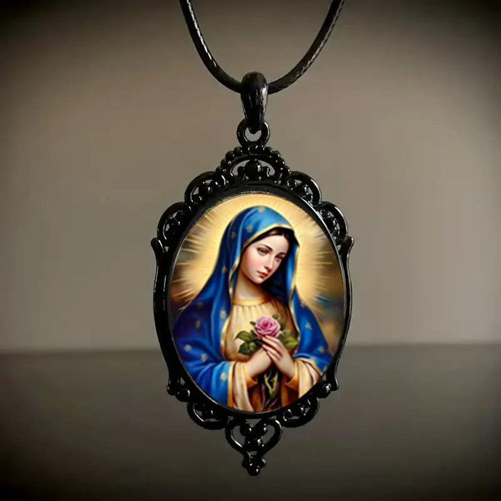 Discount Today: Christian Art Gothic Style Vintage Border Our Lady of Guadalupe Necklace