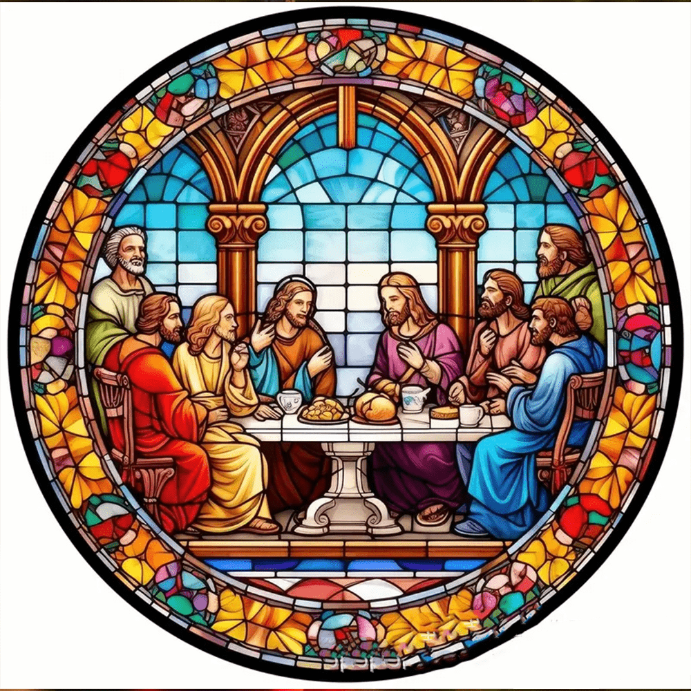 Discount Today: 5 Stained Glass Style The Last Supper Ornaments