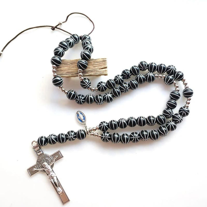 Hand Knit Basketball Spherical Beads Sports Prayer Rosary