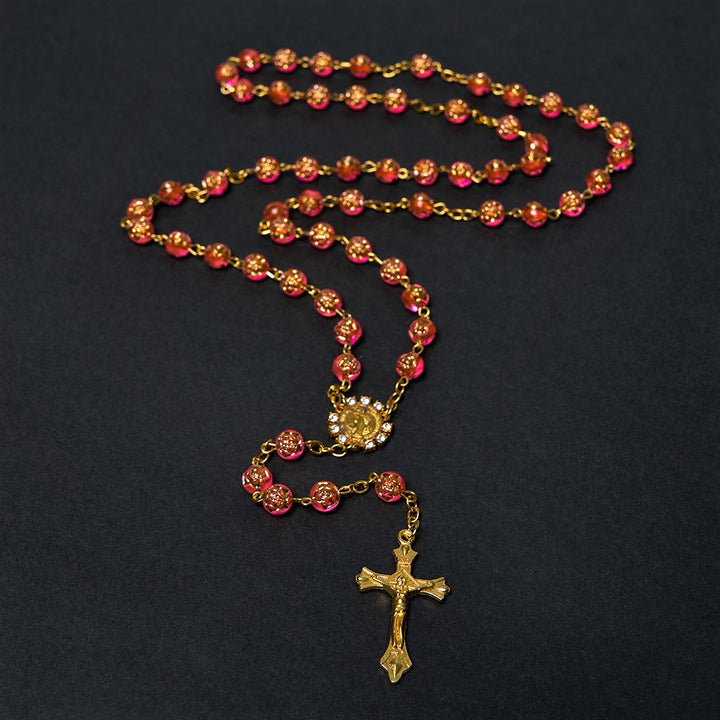 FREE Today: Christian Art St. Benedict Medal & Crucifix of 8 mm Round Multicolor Acrylic Alloy Chain Rosary