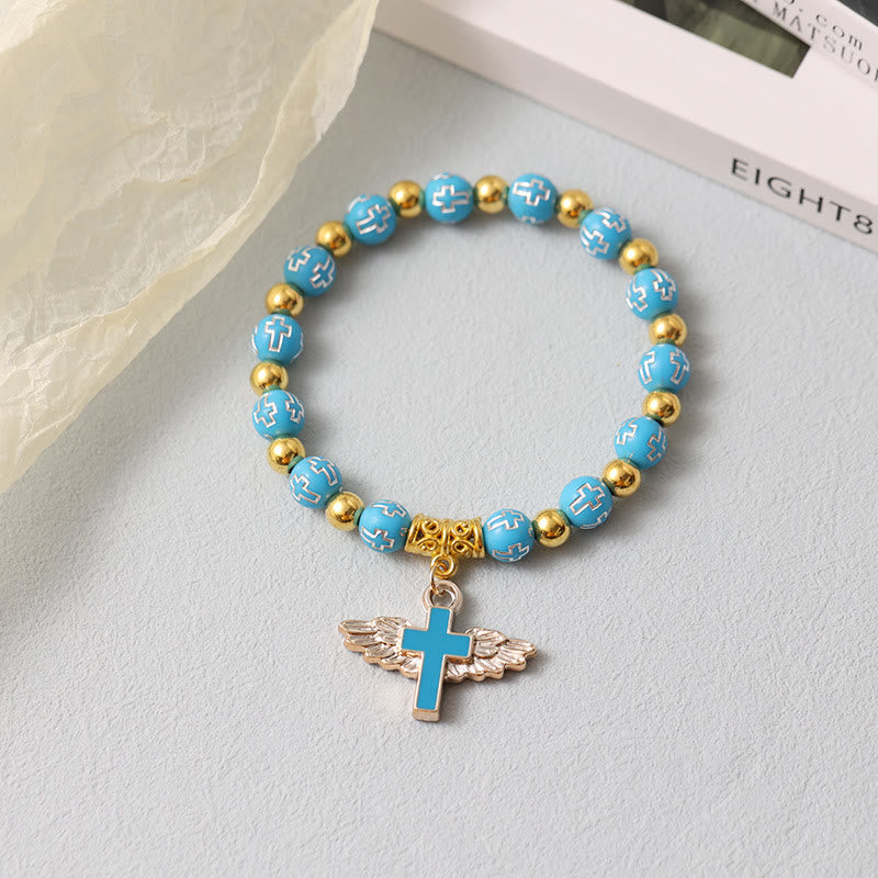 Christ Angel Wings Cross Charm Bracelet