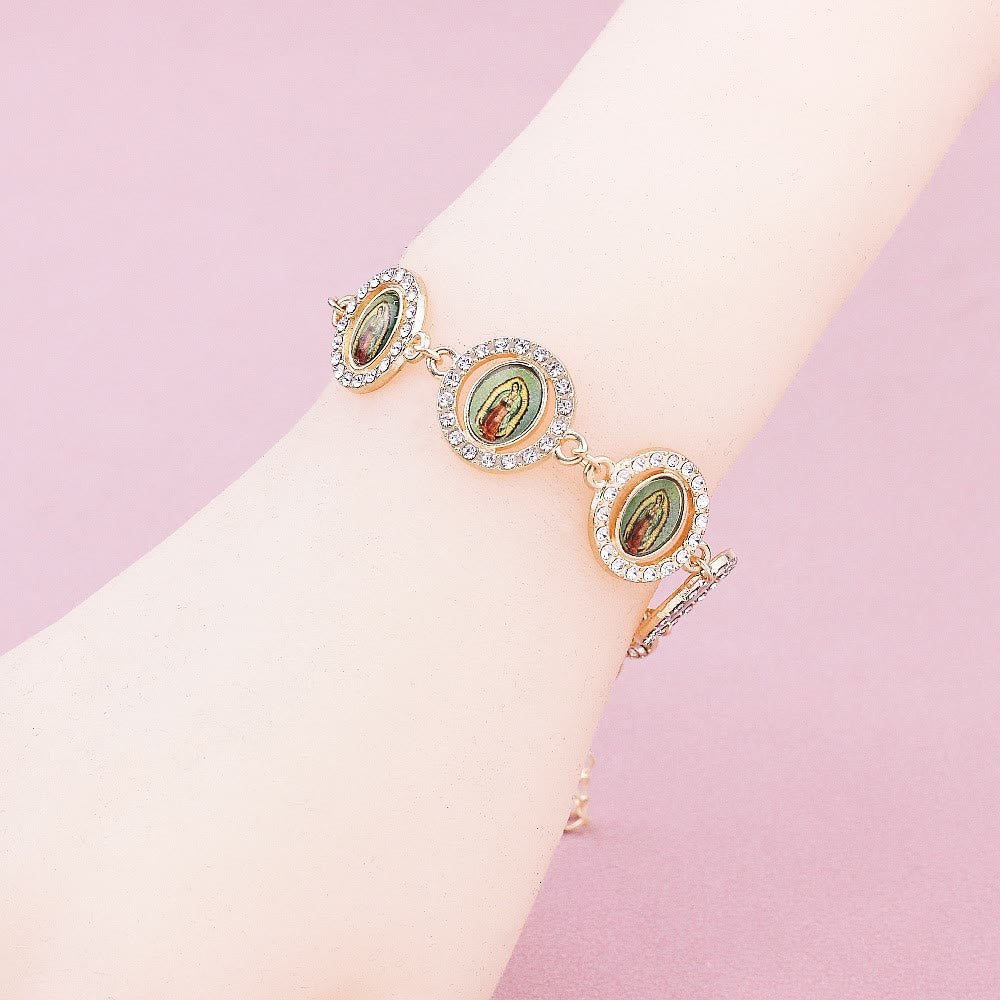 FREE Today: Our Lady of Guadalupe Zircon Round Medals Bracelet