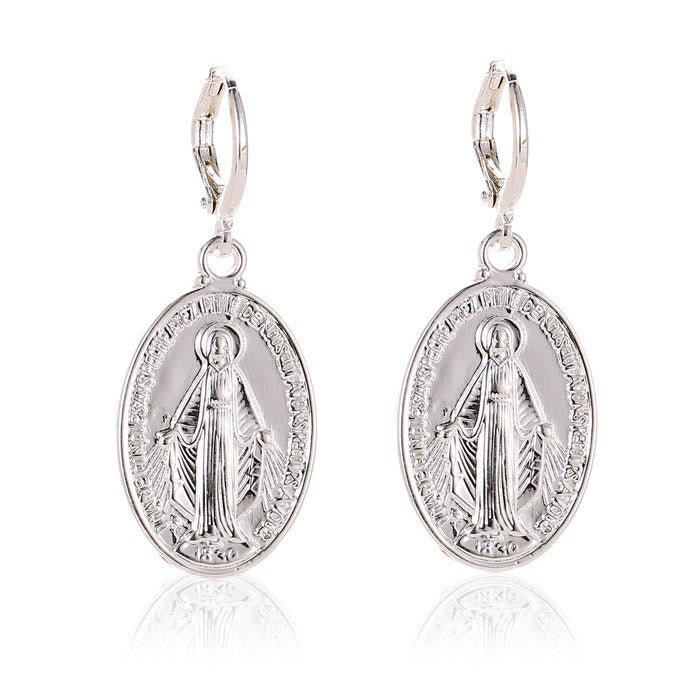 Christianartworkshop Miraculous Mary Medals Religion Earrings