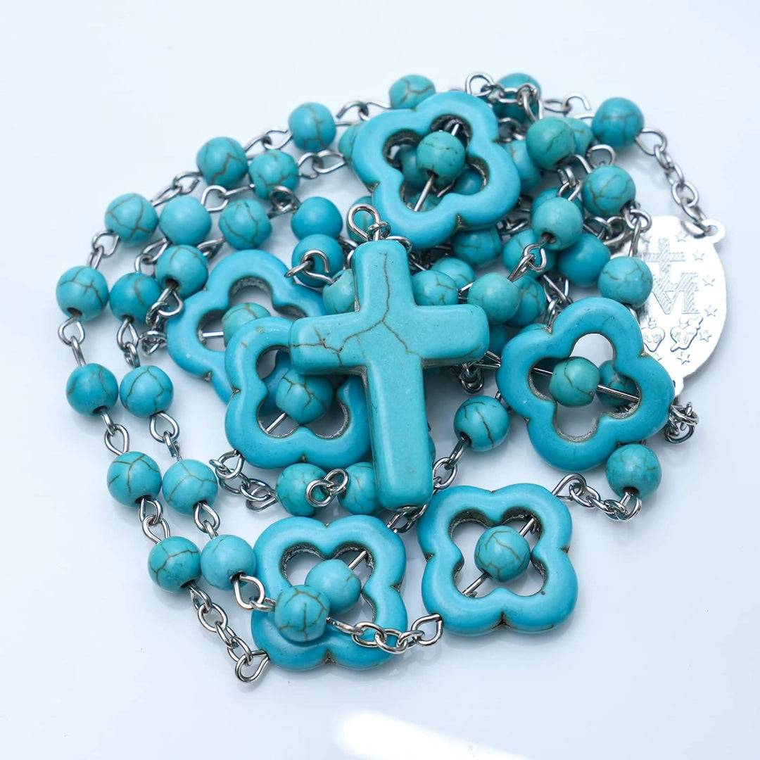 Turquoise Cross Blessing Rosary