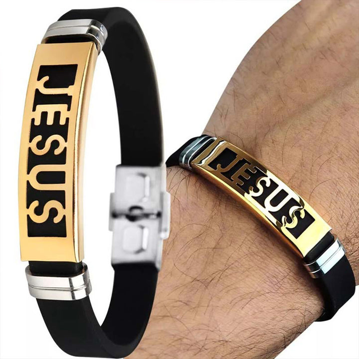 Jesus Bracelet with Water Resistant Silicone Band