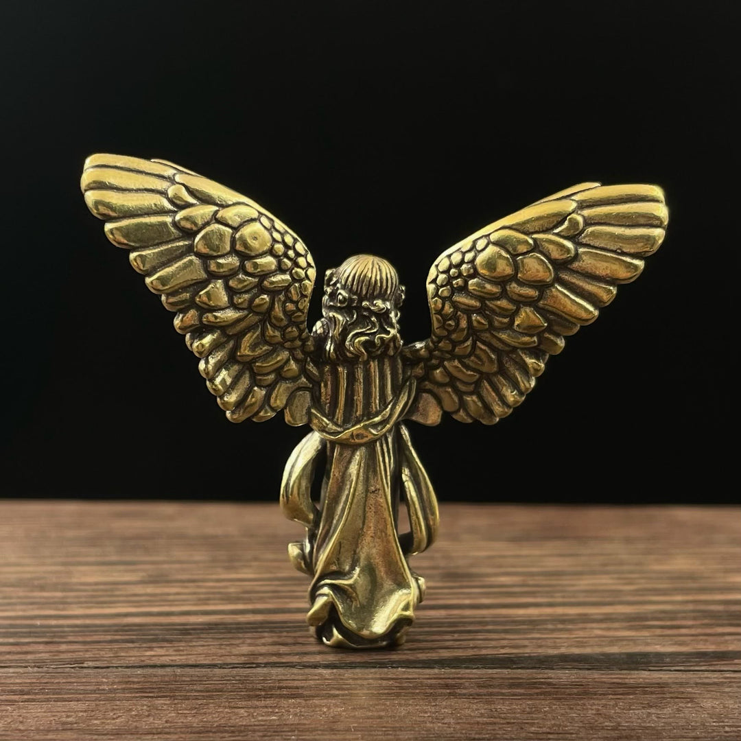 Christianartworkshop Retro Style Brass Stereoscopic Bronze Guardian Angel(spread wings) Desktop Decorations Ornament