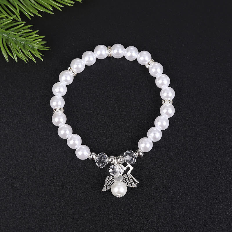 Christian Pearl Chain & Cross Wings Prayer Bracelet