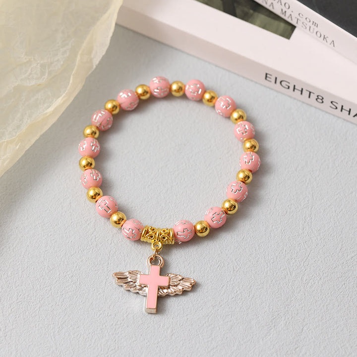 Christ Angel Wings Cross Charm Bracelet