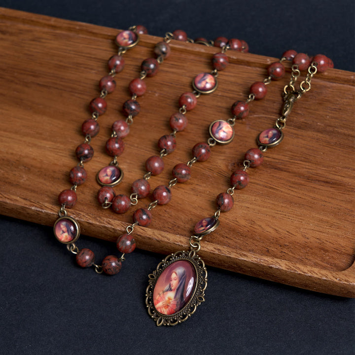 FREE Today: Our Lady Seven Sorrows Natural Sesame Stone Rosary