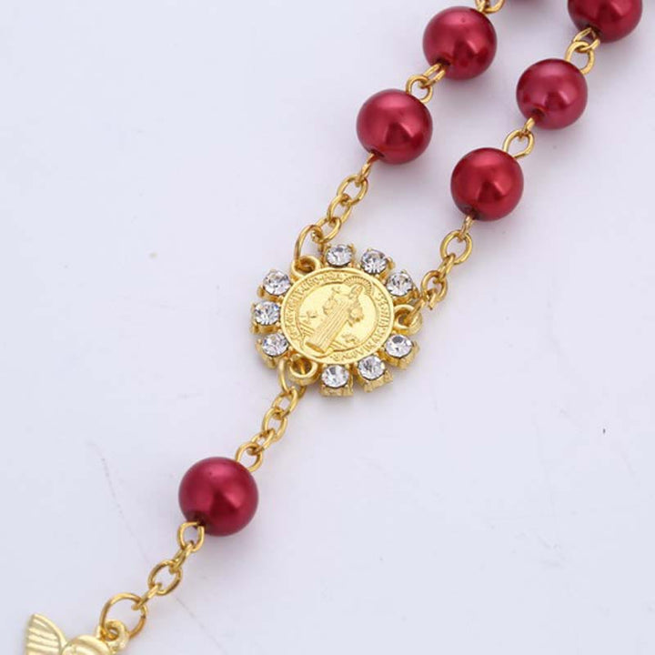 8mm Golden Angel Charm Jesus Rosary Bracelet
