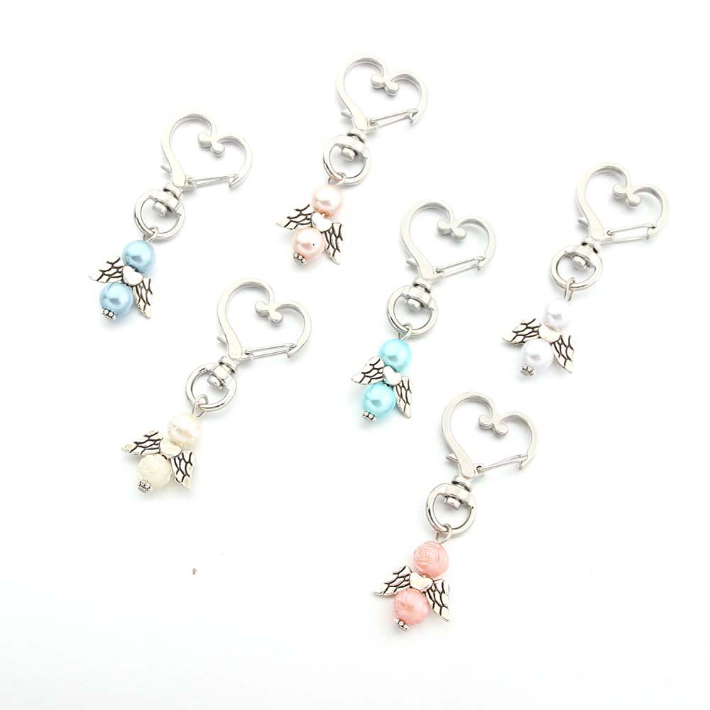 6pcs/Set Angel Wing Pendant Heart Keychain