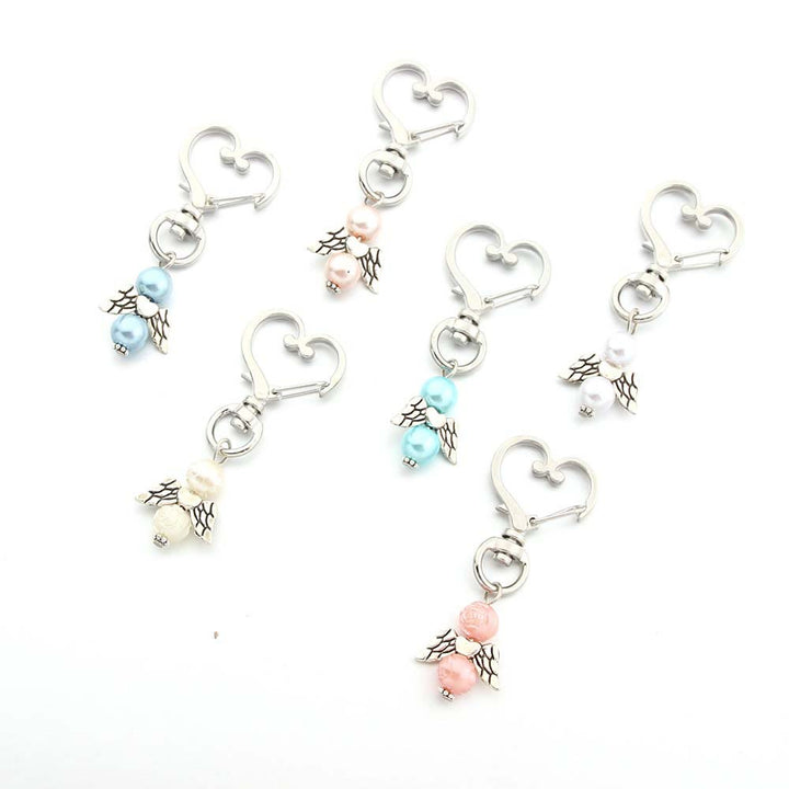 6pcs/Set Angel Wing Pendant Heart Keychain