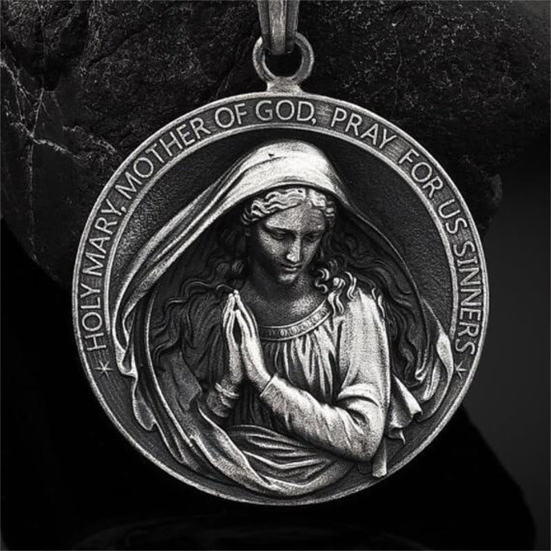 Christian Art Retro Style Virgin Mary Pray for us Pendant Necklace