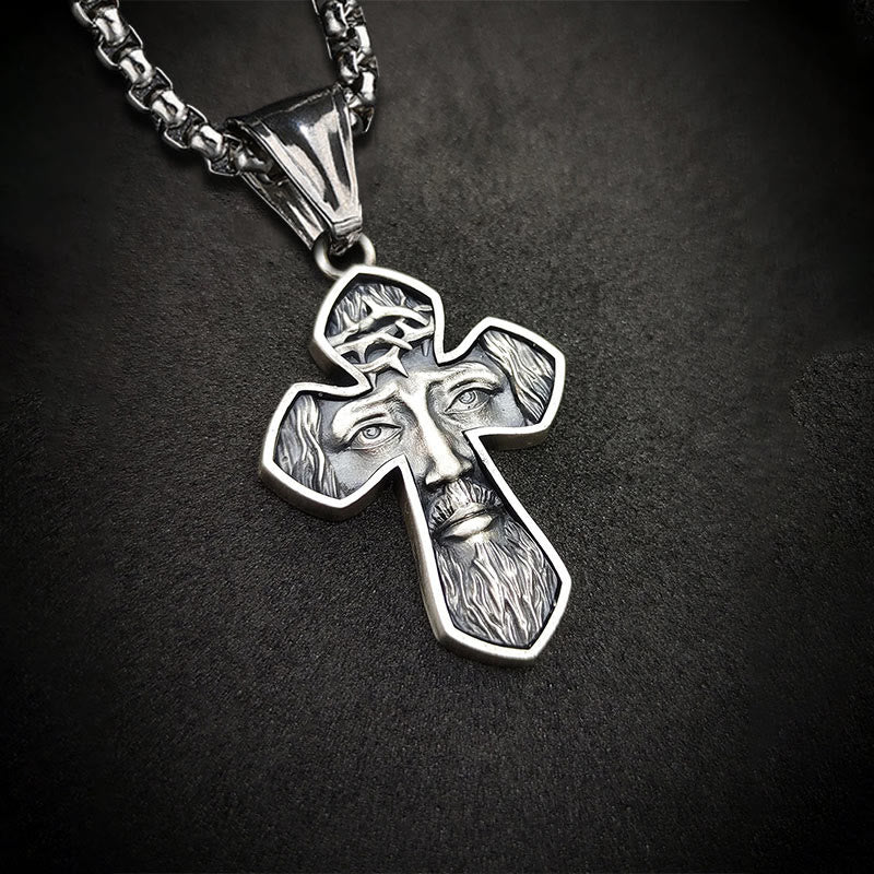 Jesus Cross Silver Handmade Christian Pendant Necklace