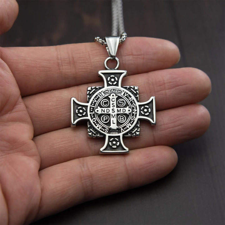 FREE Today: Saint Benedict Protection Medal Cross Pendant Necklace