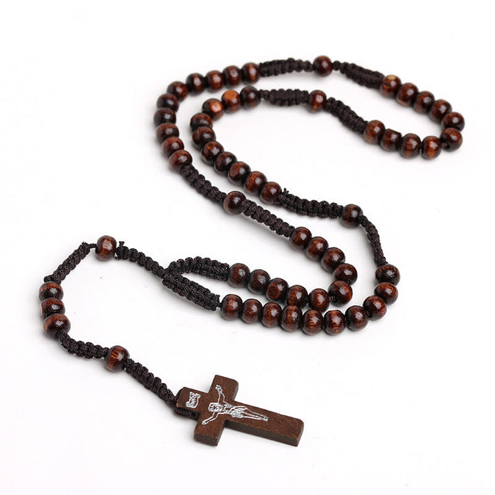 Christian Wooden Cross Prayer Rosary