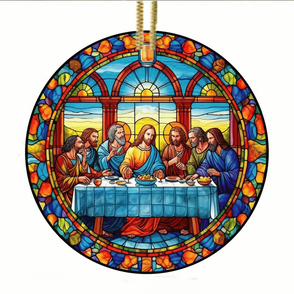 Discount Today: 5 Stained Glass Style The Last Supper Ornaments