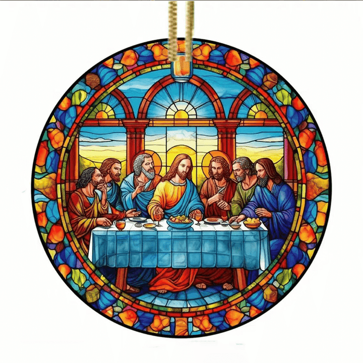 Discount Today: 5 Stained Glass Style The Last Supper Ornaments