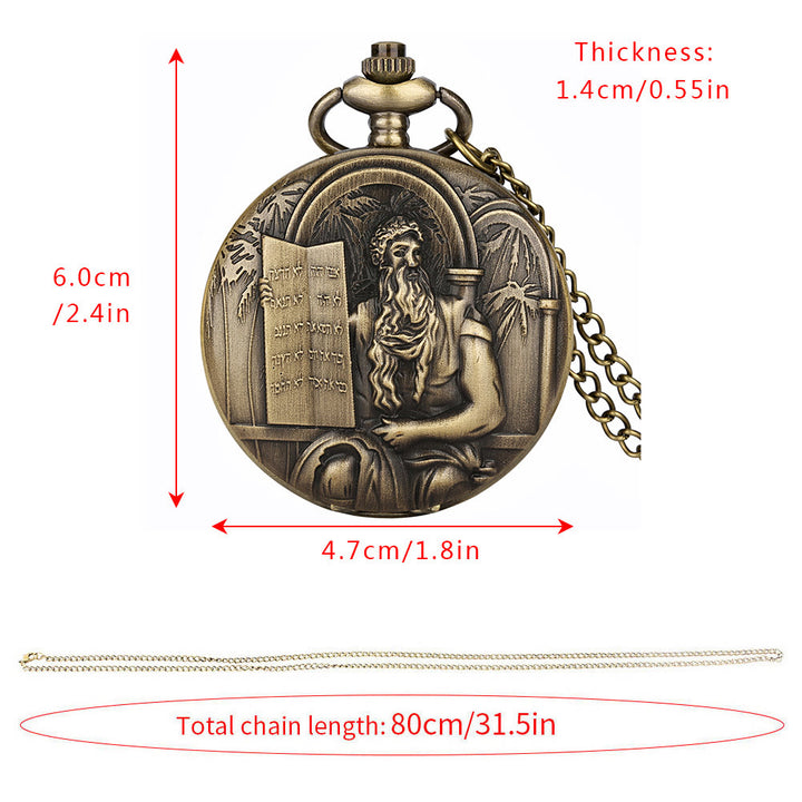 Jesus Bible Quartz Movement Bronze Pocket Watch