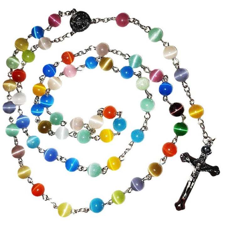 Colorful Agate Beads Christian Rosary