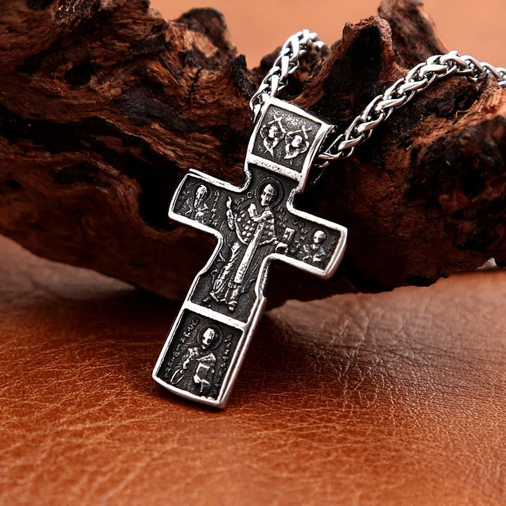 St Benedict Cross Jesus Orthodox Crucifix Pendant Necklace