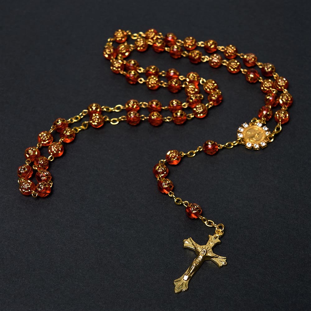 Christianartworkshop St. Benedict Medal & Crucifix of 8 mm Round Multicolor Acrylic Alloy Chain Rosary