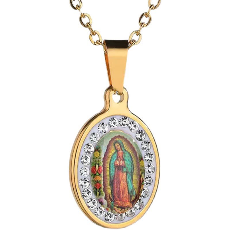 Christianartworkshopthe Our Lady of Guadalupe Snake Bone Chain Colorful Necklace