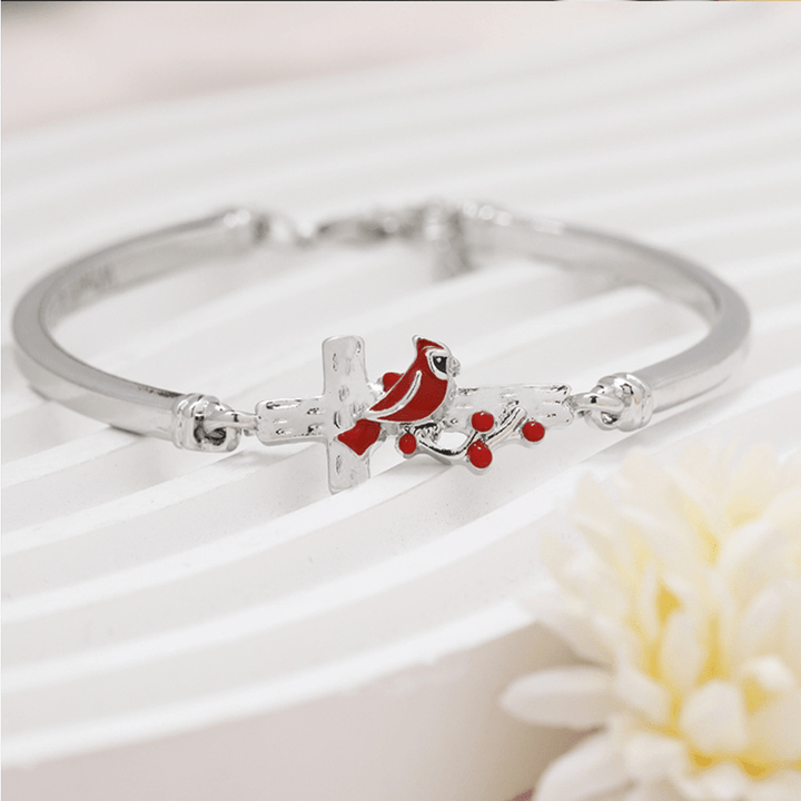 Christianartworkshop Cross Cardinal Adjustable Red Bird Bracelet