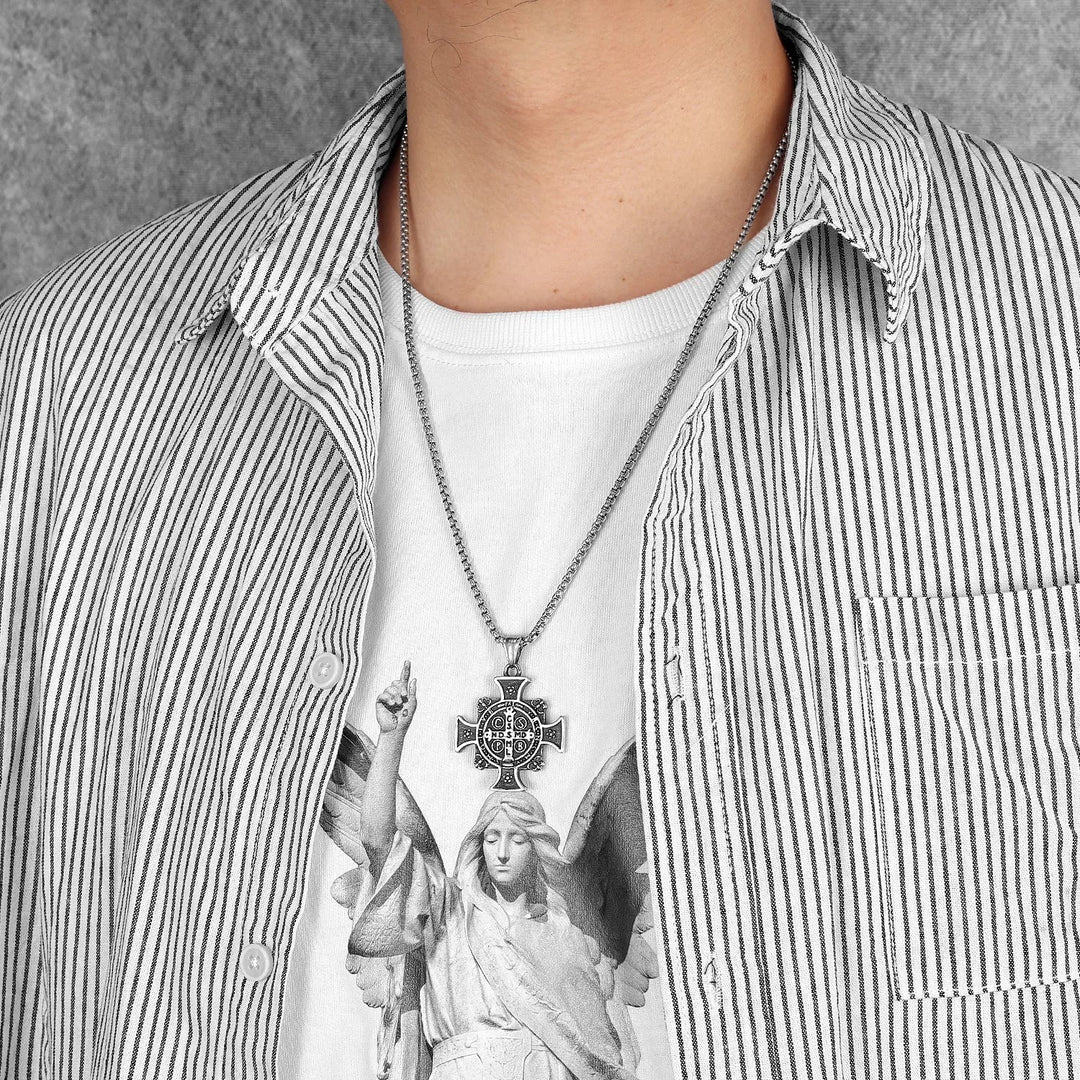 FREE Today: Saint Benedict Protection Medal Cross Pendant Necklace