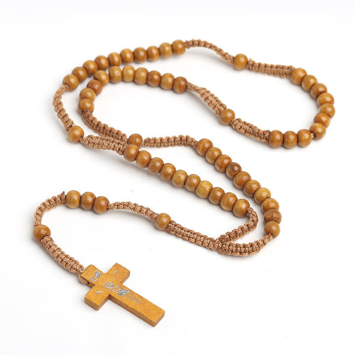 Christian Wooden Cross Prayer Rosary