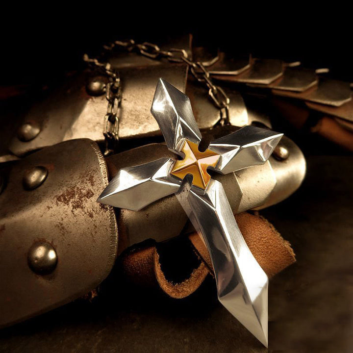 Knight's Soul Cross Sword Pendant Necklace