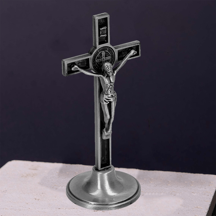 FREE Today: Christian Art Classic Style Silver Bronze Alloy Crucifix Stereoscopic Desktop Ornaments