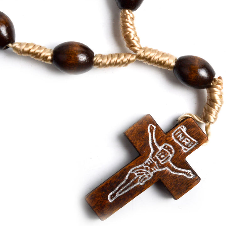 Mini Cross Finger Baptism Solid Wood Rosary