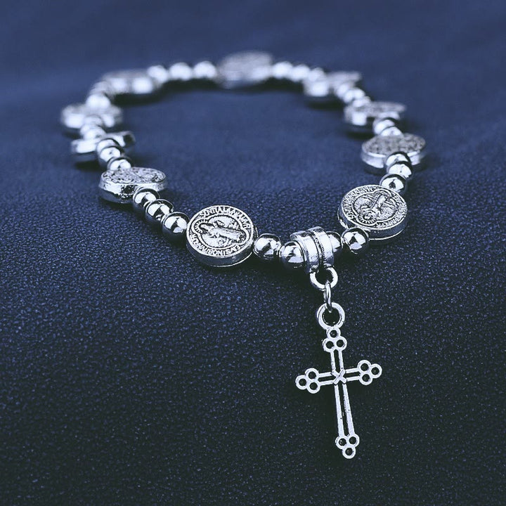 Christianartworkshop Metal Cross Pendant St. Benedict Theme Bracelet