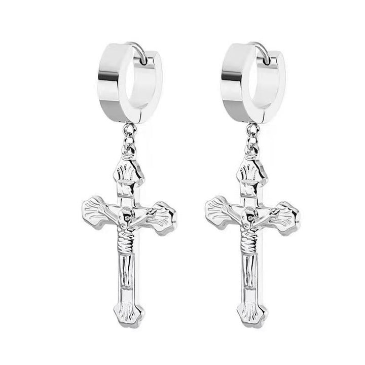 Crucifix Stainless Steel Earring Clips Religion Jewelry