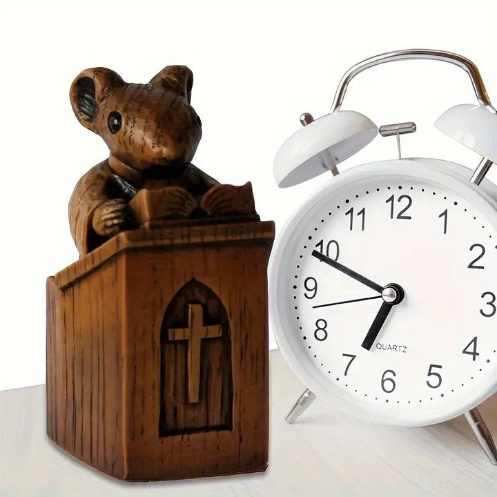 Christian Art Rustic Vintage Style Brown Resin Church Mice Stereoscopic Desktop Ornaments