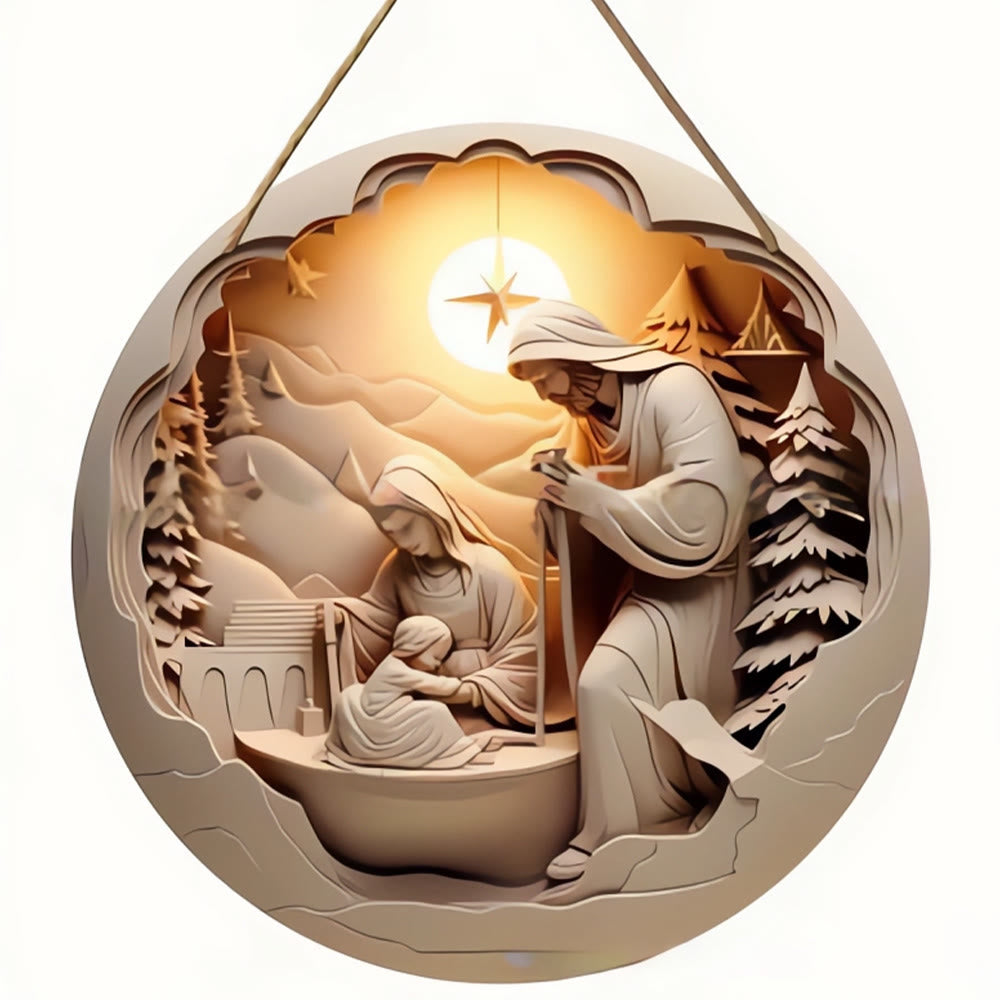 Discount Today: 4 Realistic Sculpture Styles Holy Family Nativity Ornaments