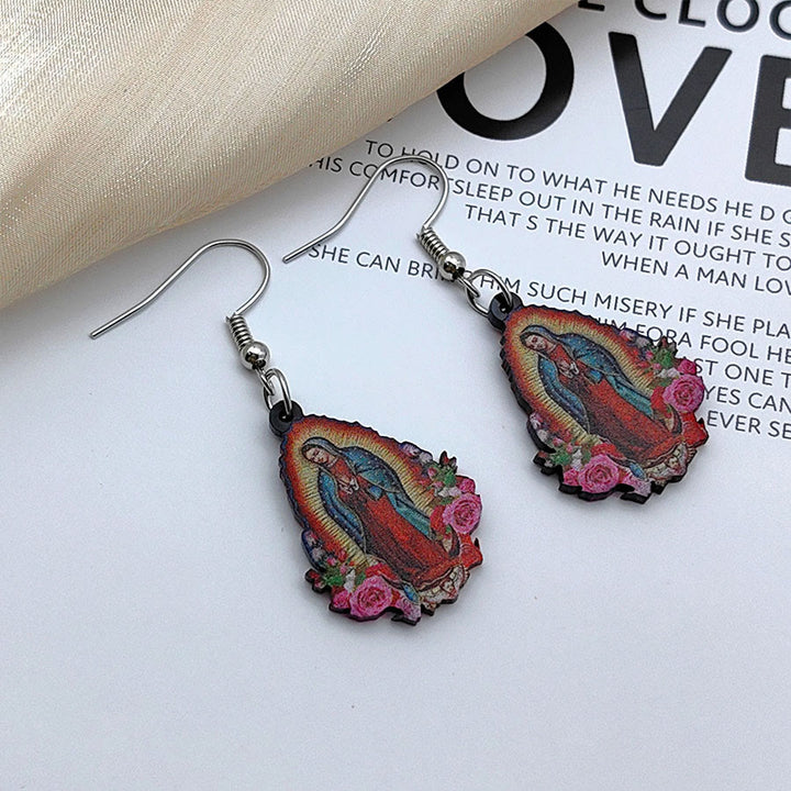 Our Lady Of Guadalupe Virgin Mary Colorful Earrings