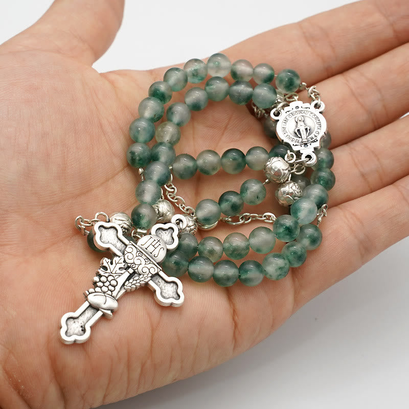 Aqua Green Chalcedony Crystal Prayers Blessing Rosary