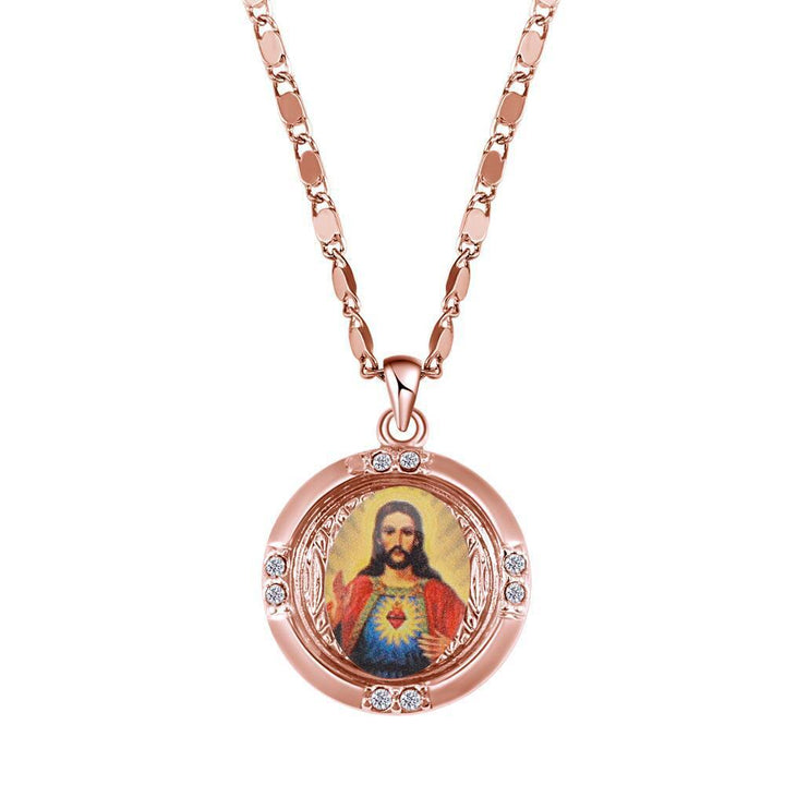 Christian Art 3 Modern Styles Gemstones Jesus Sacred Heart Alloy Necklace