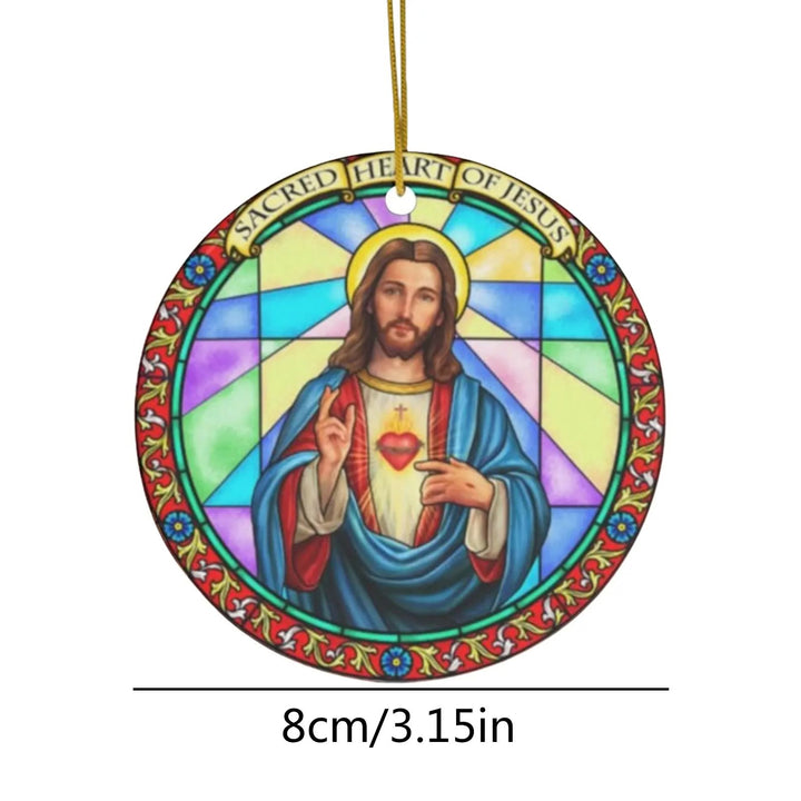 Discount Today: 5 Stained Glass Style Christian Scene Ornaments