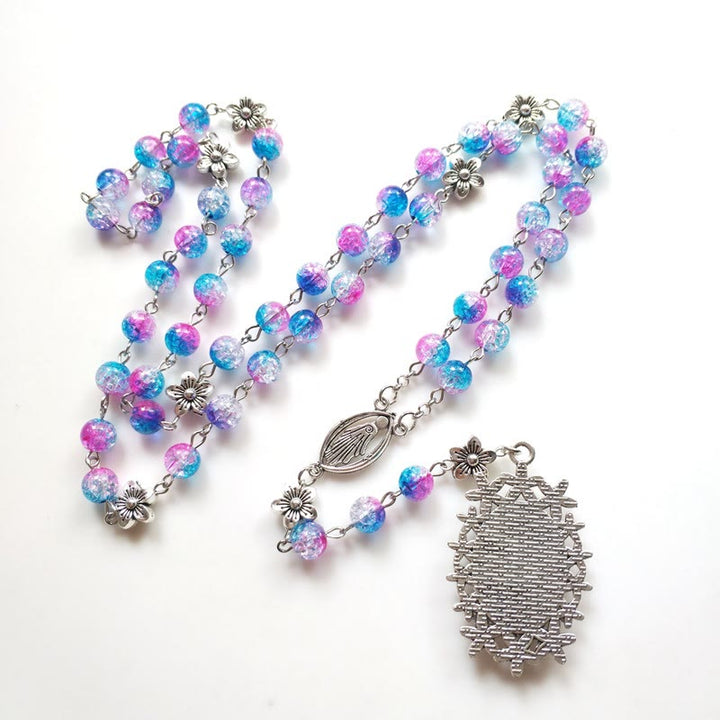 FREE Today: Blue Purple Holy Mother Glass Rosary