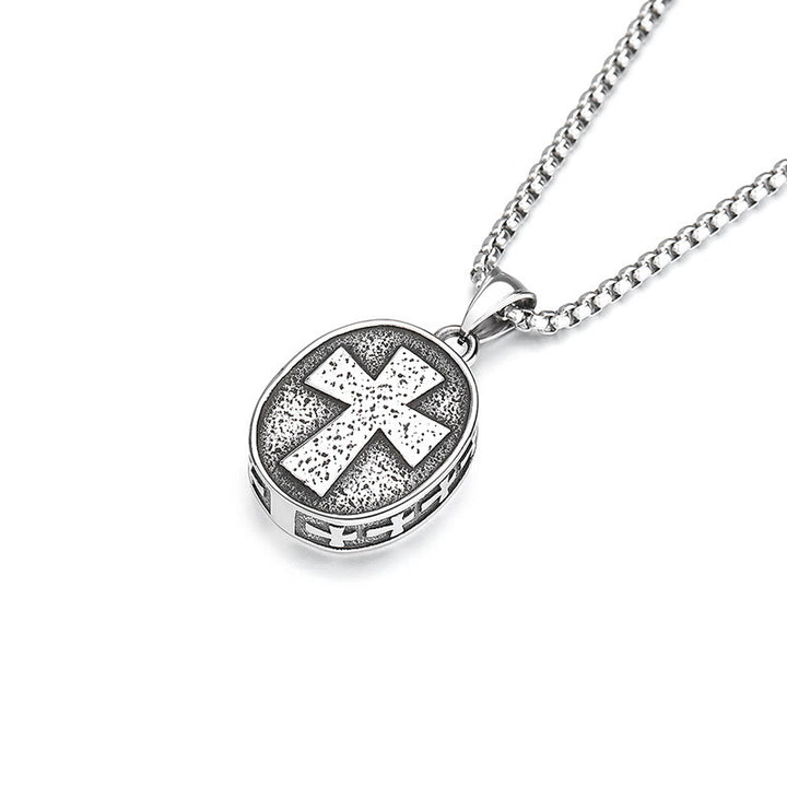 Golden Christ Saint Medal Pendant Titanium Necklace