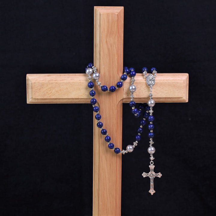 Natural Stone Crucifix Hand Held Prayer Rosary Bracelet
