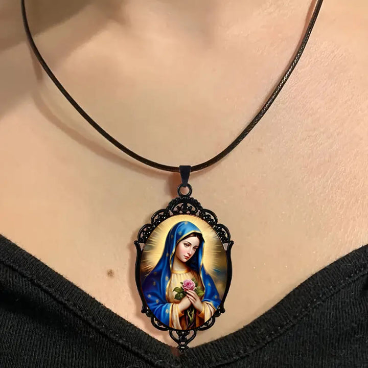 Discount Today: Christian Art Gothic Style Vintage Border Our Lady of Guadalupe Necklace