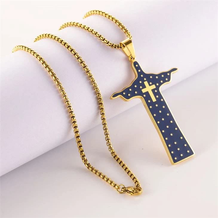 God Cross Pendant Titanium Necklace